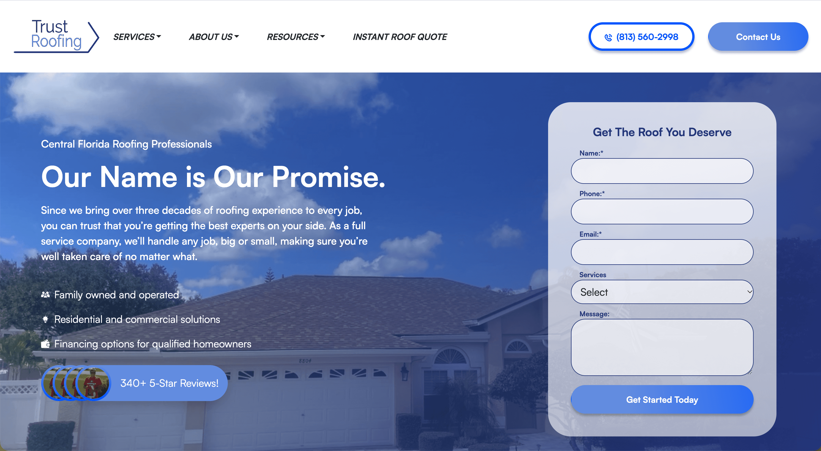 Trust Roofing interface