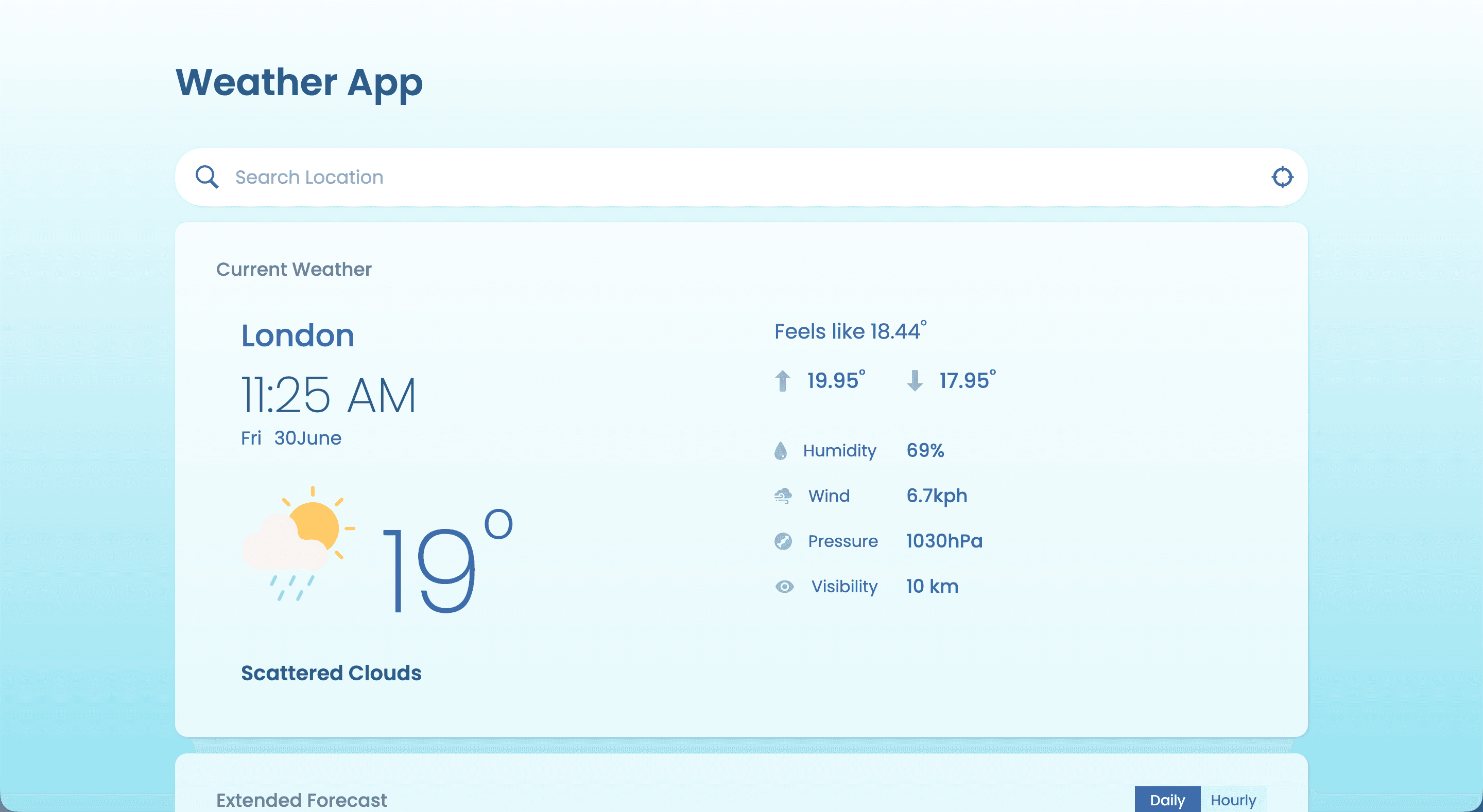 Weather App interface