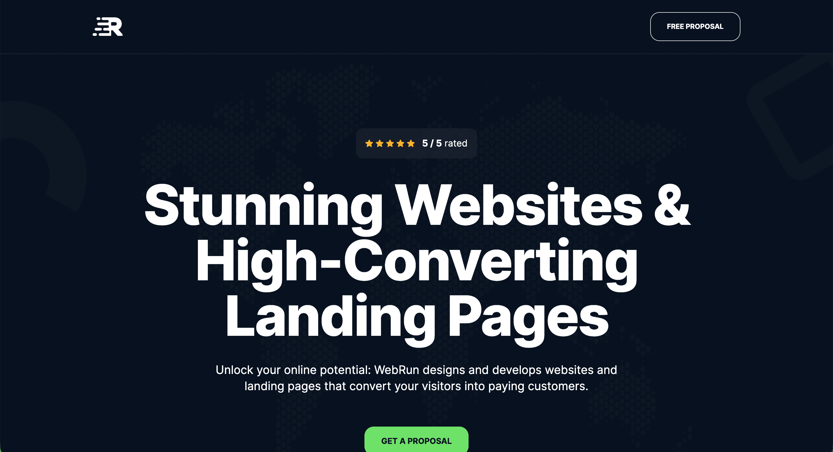 WebRun Landing interface
